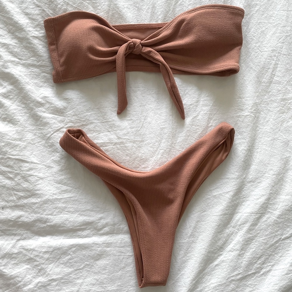 Zaful Bandeau Ribbed Bikini - Picture 3 of 6